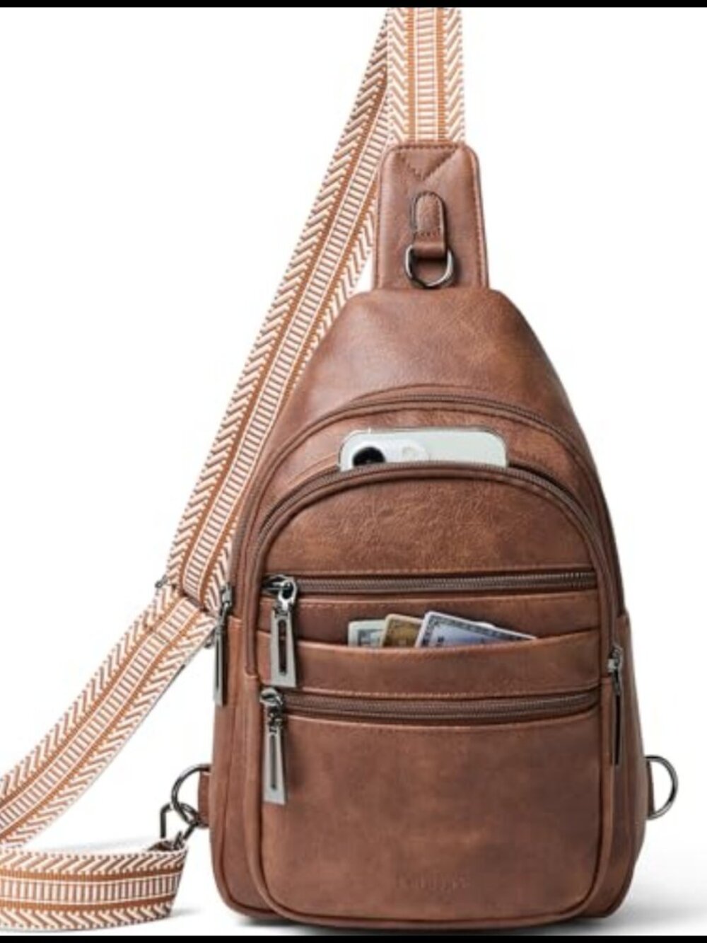 Vegan Leather Sling Bag Crossbody Fanny Pack Travel Handbag